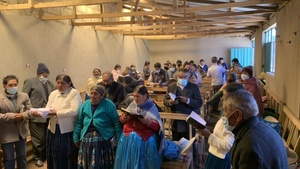 Currently, the Laraquere congregation meets in a room in the house of Papias Chapanamamani. It's not ideal, but it is available and fills up every Saturday. (Photo: Julie Z. Lee)